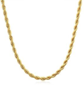 Rope Chain Necklace 14k Gold Plated Luxury Jewelry